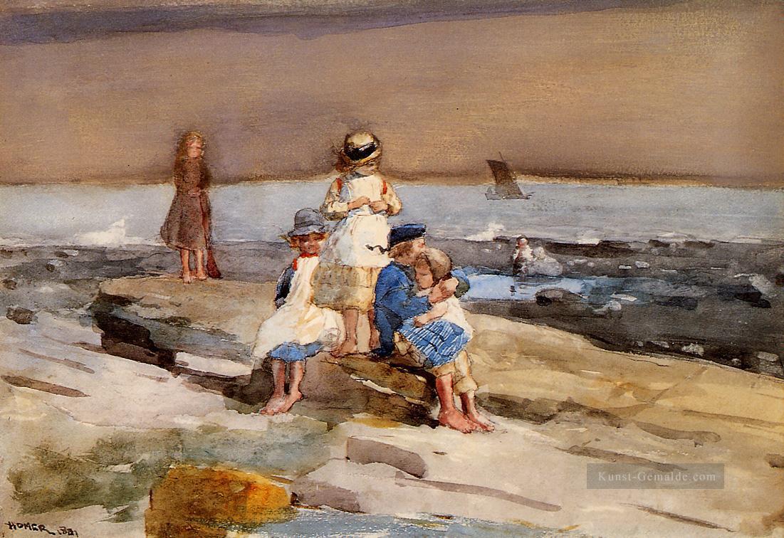 Kinder  die auf den Strand Realismus Marinemaler Winslow Homer Impressionismus Ölgemälde
